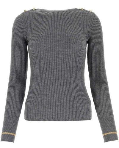 Max Mara Studio Crewneck Long-sleeved Sweater - Grey