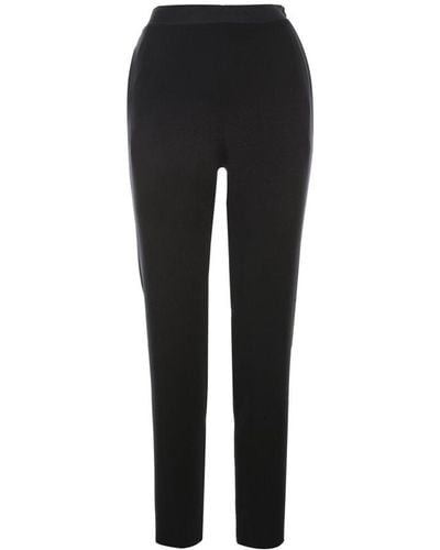 Emporio Armani Elastic Waisted Trousers With Sartin Details - Black