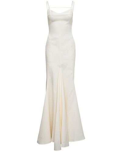 Jacquemus La Robe Camargue Linen Long Dress - White