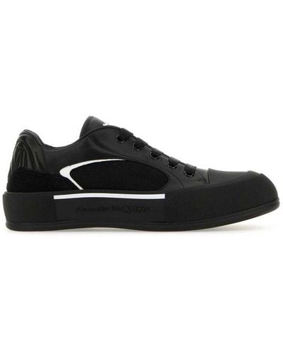 Alexander McQueen Skate Deck Plimsoll Lace-up Trainers - Black