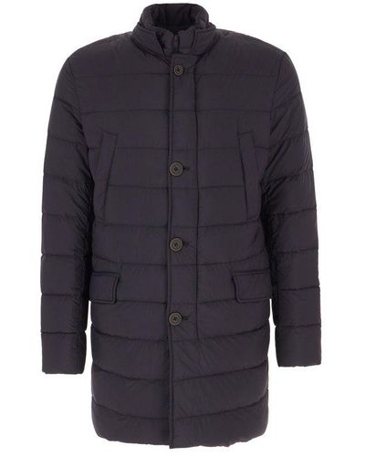 Herno Single-breasted Padded Coat - Blue