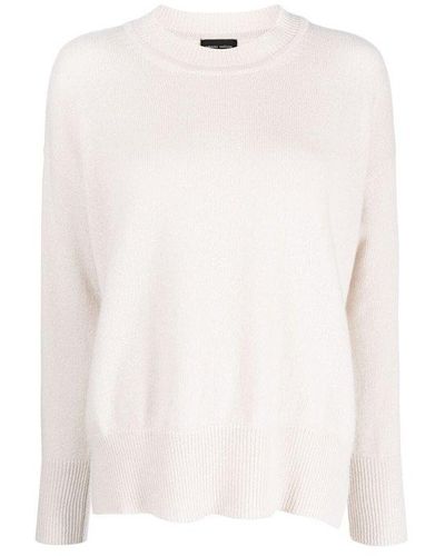 Roberto Collina Drop Shoulder Crewneck Knitted Sweater - White