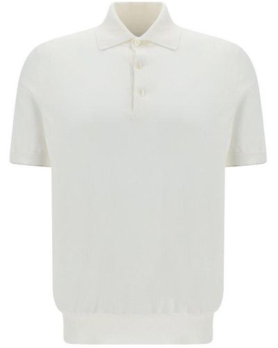 Brunello Cucinelli Short-sleeved Buttoned Polo Shirt - White