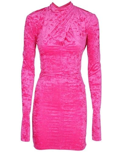 ANDAMANE Kiki Open Back Mini Velvet Dress - Pink