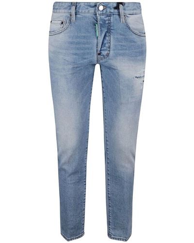 DSquared² Logo Patch Skinny Jeans - Blue