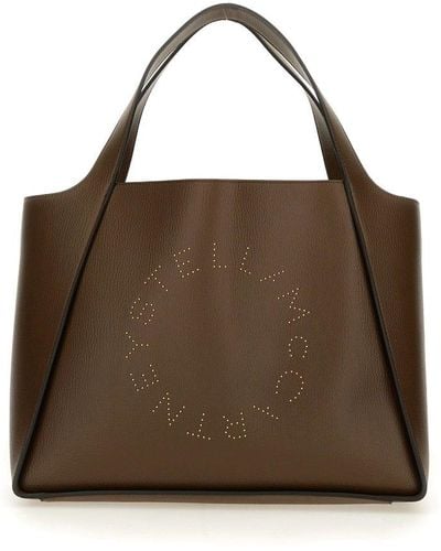 Stella McCartney Logo Studded Open-top Tote Bag - Brown