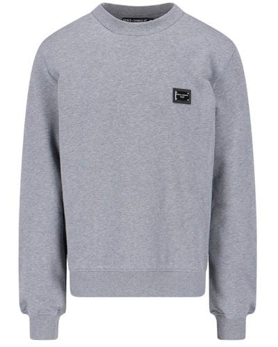 Dolce & Gabbana Logo Plaque Crewneck Sweatshirt - Gray
