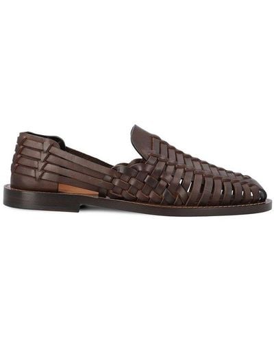 Brunello Cucinelli Woven Slip-on Loafers - Brown