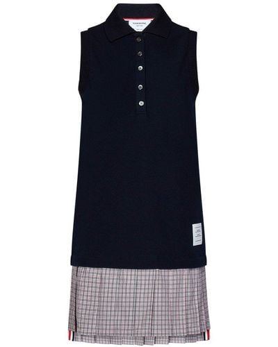 Thom Browne Panelled Sleeveless Mini Dress - Blue