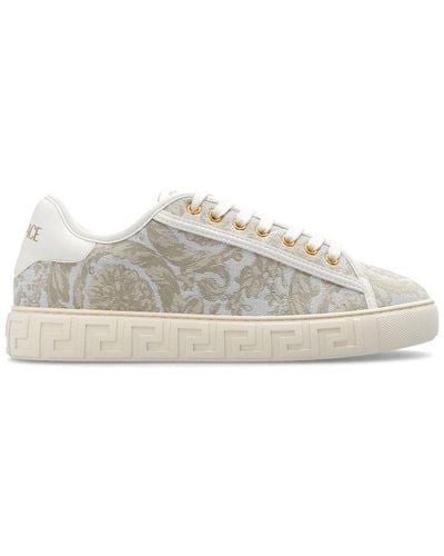 Versace Barocco Greca Lace-up Sneakers - Natural