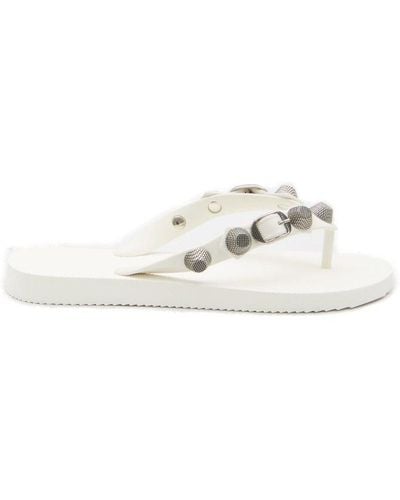 Balenciaga Cagole Stud Embellished Sandals - White