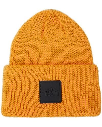 The North Face Logo Patch Knitted Beanie - Orange