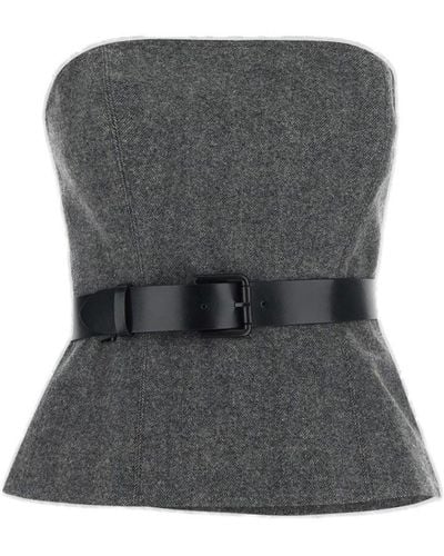 Max Mara Belted Strapless Top - Black
