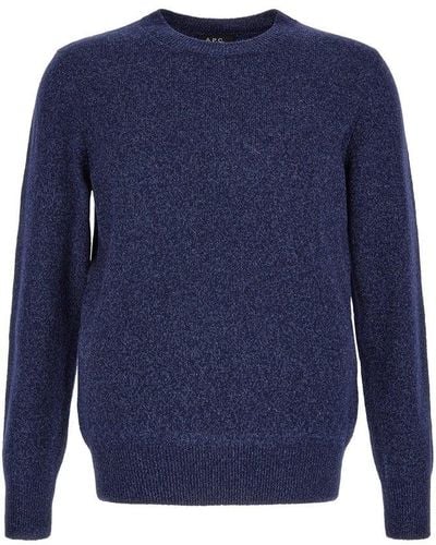 A.P.C. Crewneck Long-sleeved Sweater - Blue