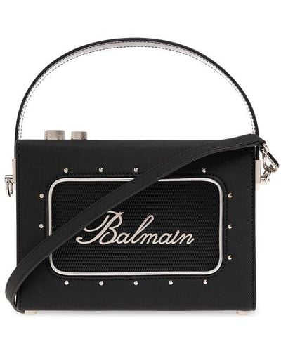 Balmain Radio Leather Shoulder Bag - Black