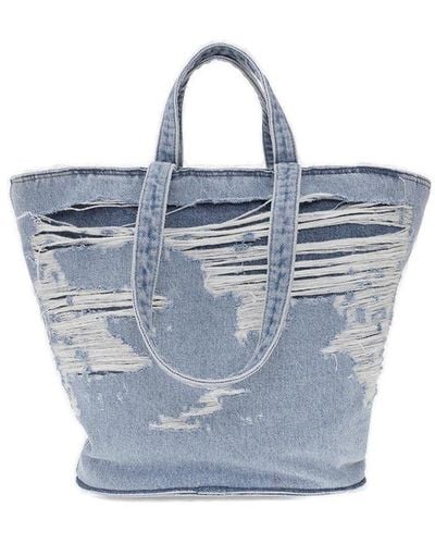 DIESEL Odd Tyger Cotton Shopper Bag - Blue