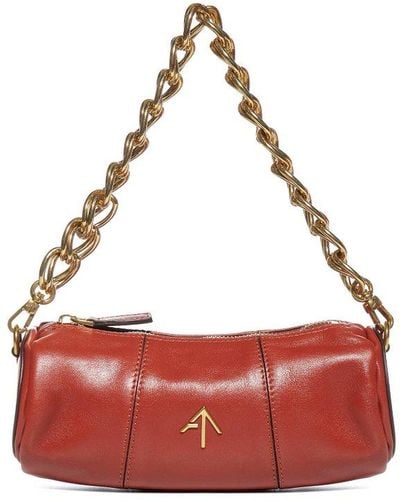 MANU Atelier Xx Mini Cylinder Chained Shoulder Bag - Red