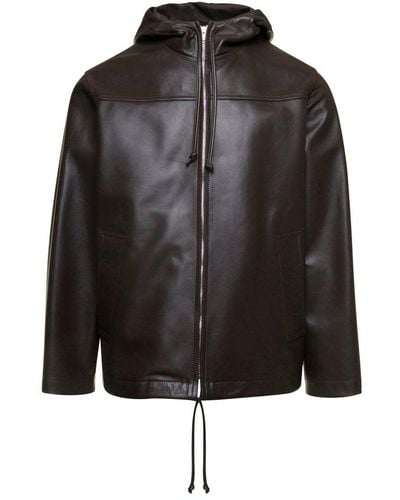 Bottega Veneta Zipped Leather Jacket - Black