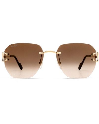 Cartier Geometric Framed Sunglasses - Brown