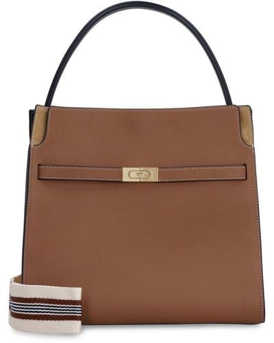 Tory Burch Double Lee Radziwill Leather Bag - Brown