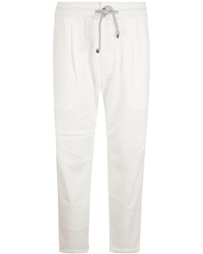 Brunello Cucinelli Drawstring Waist Plain Track Pants - White