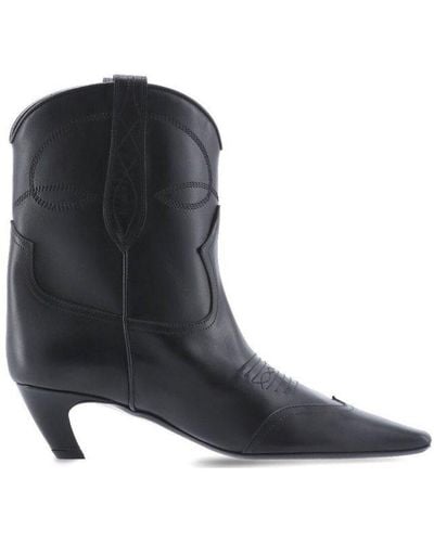 Khaite Dallas Leather Ankle Boots - Black