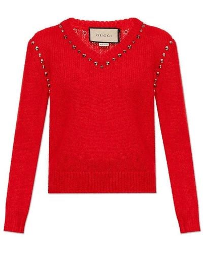 Gucci Studded Sweater - Red
