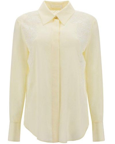 Chloé Guipure Detailed Long-sleeved Blouse - White