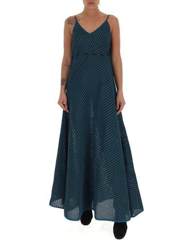 Bottega Veneta Sleeveless Knitted Maxi Dress - Blue