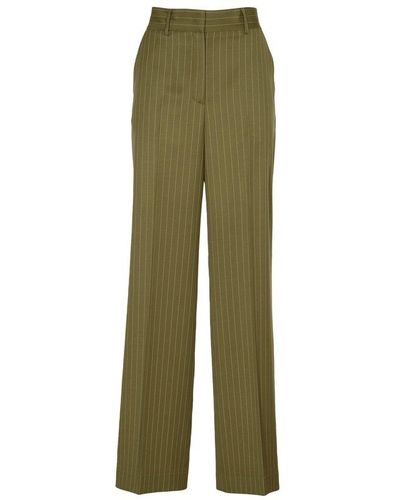 MSGM Pinstriped High-waist Trousers - Green