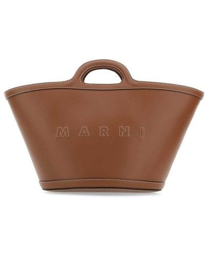 Marni Leather Small Tropicalia Handbag - Brown