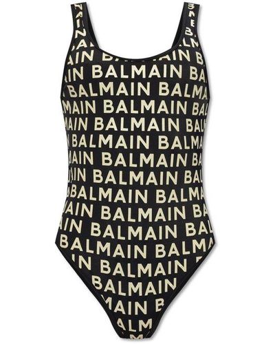 Balmain All-over Logo Swimsuit - Black