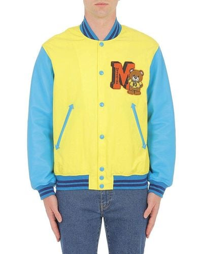 Moschino Colour-block Logo Patch Jacket - Blue