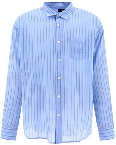 Stussy Striped Button-up Shirt - Blue