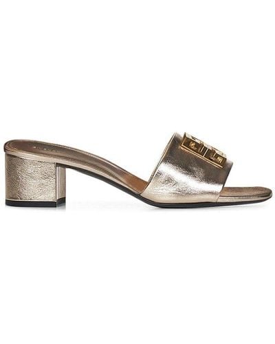 Givenchy 4g Plaque Heeled Mules - Metallic