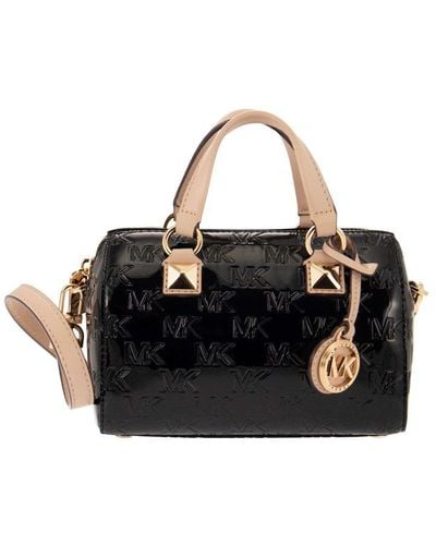 Michael Kors Grayson - Leather Handbag With Logo - Black