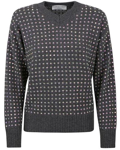 Sportmax Embellished V-neck Sweater - Gray