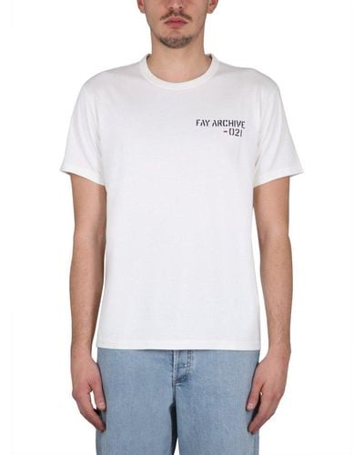 Fay Logo Printed Crewneck T-shirt - White