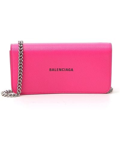 Balenciaga Logo Chain Wallet - Pink