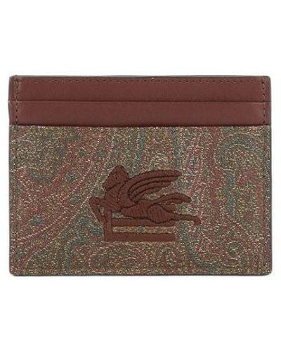Etro "Paisley" Card Holder - Brown