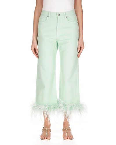 P.A.R.O.S.H. High-waist Embellished Trim Jeans - Green