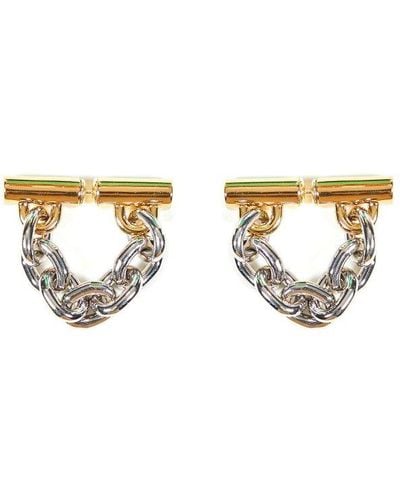 Rabanne Logo-engraved Chain-linked Earrings - Metallic