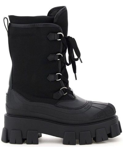 Prada Monolith Shell Lace-up Boots 38 Leather,technical - Black