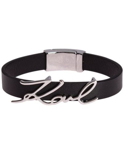Karl Lagerfeld Leather Bracelet K/signature - Black