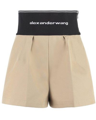 Alexander Wang Safari Shorts With Logo Band - Natural