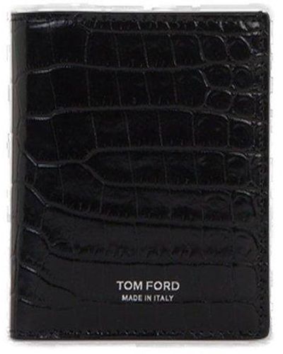 Tom Ford Embossed Bi-fold Wallet - Black