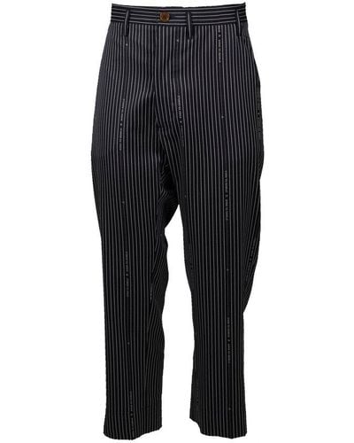 Vivienne Westwood Cruise Straight-leg Striped Cropped Trousers - Black