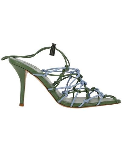 Gia Borghini Knot Detailed Pointed-toe Sandals - Green