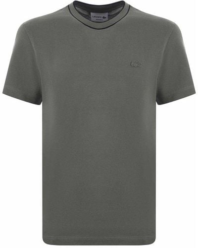 Lacoste Stripe-collar Piqué Short-sleeved T-shirt - Grey