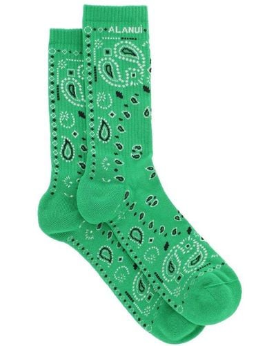 Alanui Bandana Print Socks - Green